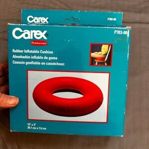 Carex Rubbermaid Rubber Inflatable Cushion Red Donut Seat P703-00 15x3 Inch